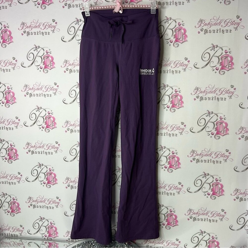 Reebok pants wide leg comfy stretchy yoga pants Deep Purple Fitness Pants